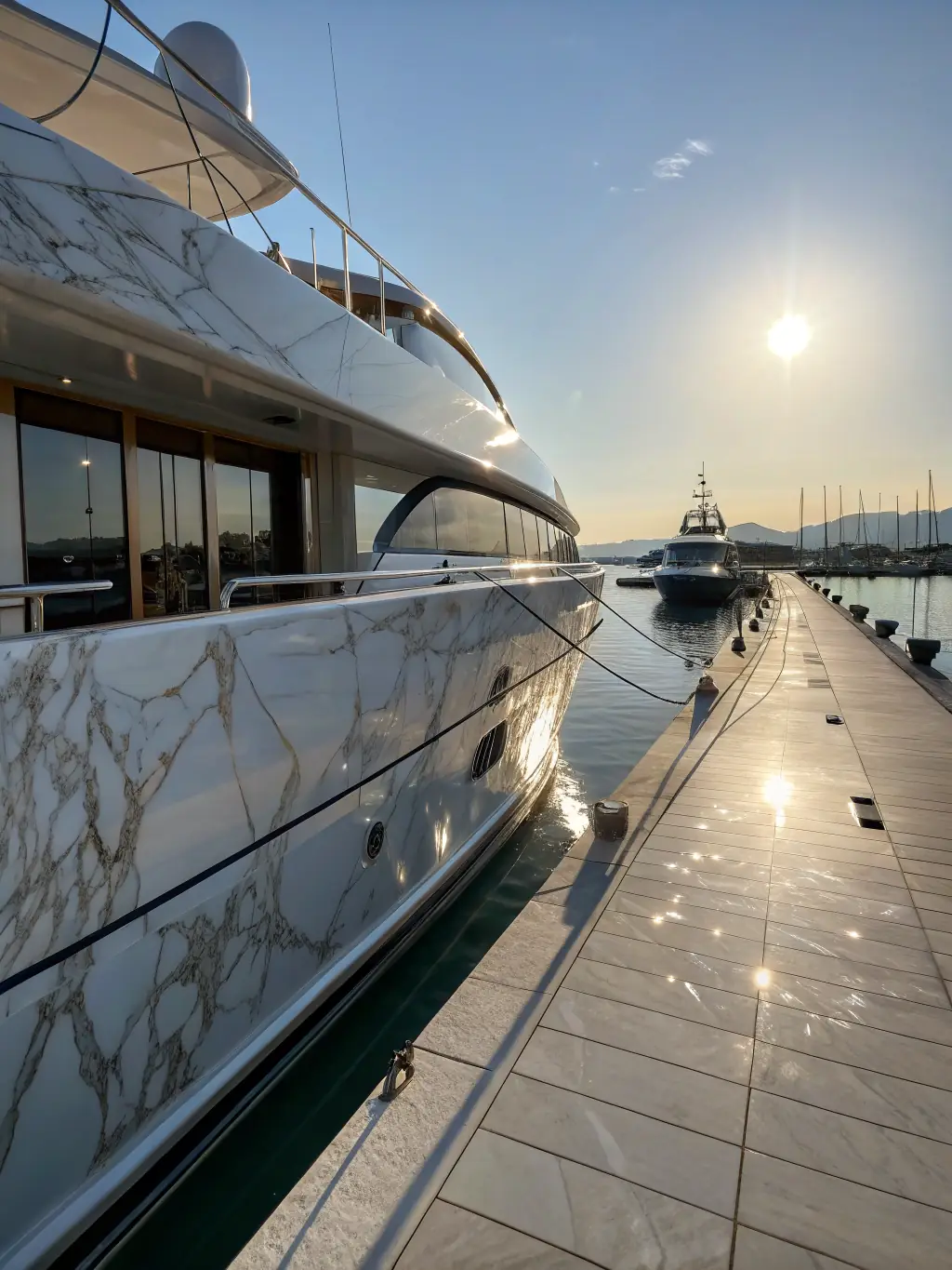 A picturesque image of boats cruising along the Intracoastal Waterway in Miami, showcasing luxurious waterfront mansions and yachts, with a clear blue sky in the background.